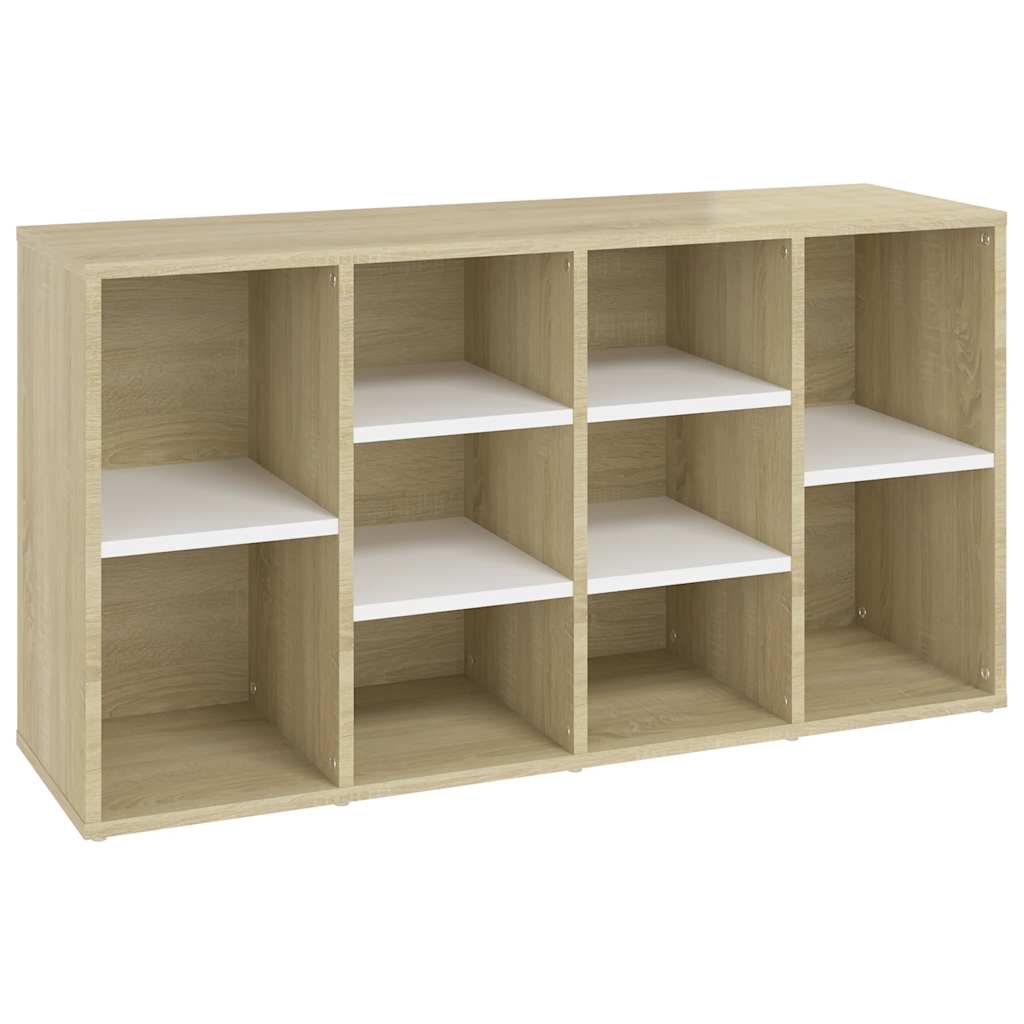 Shoe Bench White and Sonoma Oak 40.6"x11.8"x21.7" Engineered Wood