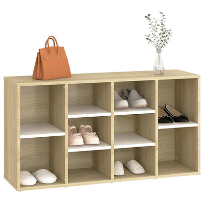 Shoe Bench White and Sonoma Oak 40.6"x11.8"x21.7" Engineered Wood