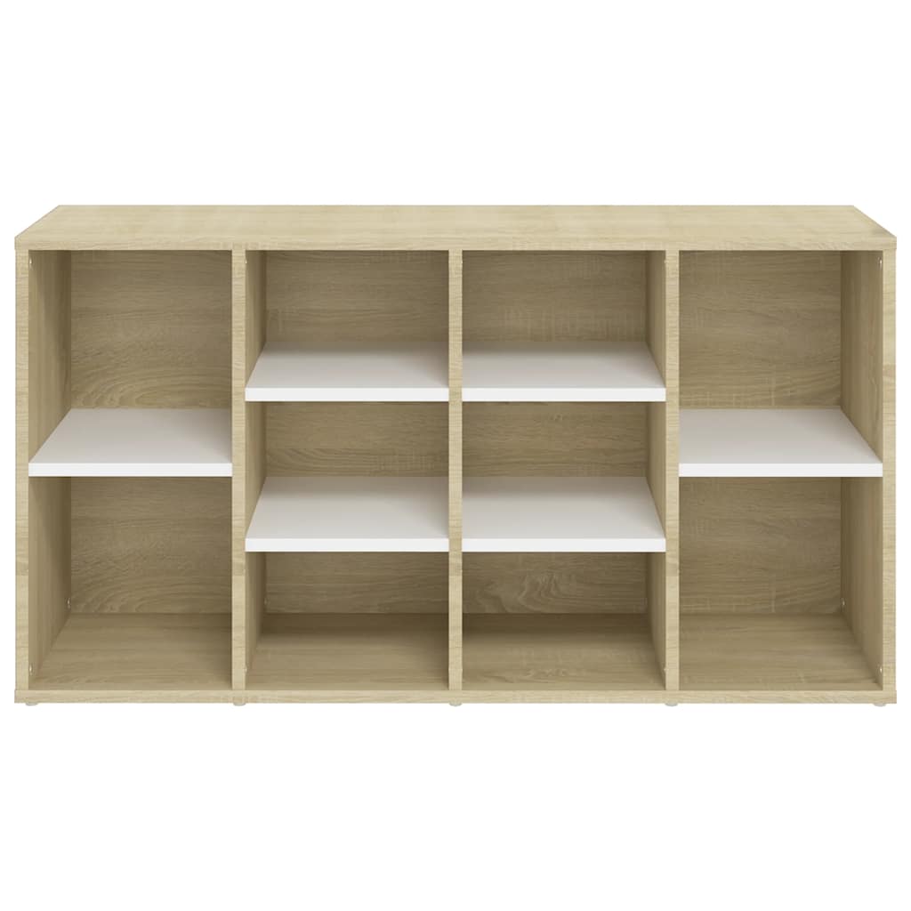 Shoe Bench White and Sonoma Oak 40.6"x11.8"x21.7" Engineered Wood