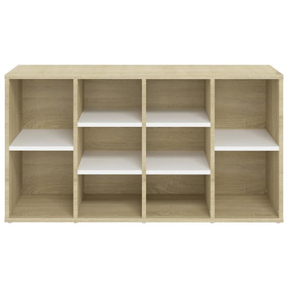 Shoe Bench White and Sonoma Oak 40.6"x11.8"x21.7" Engineered Wood