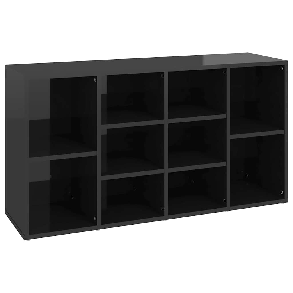 Shoe Bench High Gloss Black 40.6"x11.8"x21.7" Engineered Wood