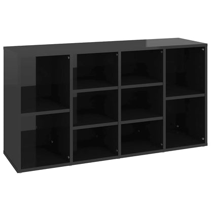Shoe Bench High Gloss Black 40.6"x11.8"x21.7" Engineered Wood