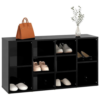 Shoe Bench High Gloss Black 40.6"x11.8"x21.7" Engineered Wood