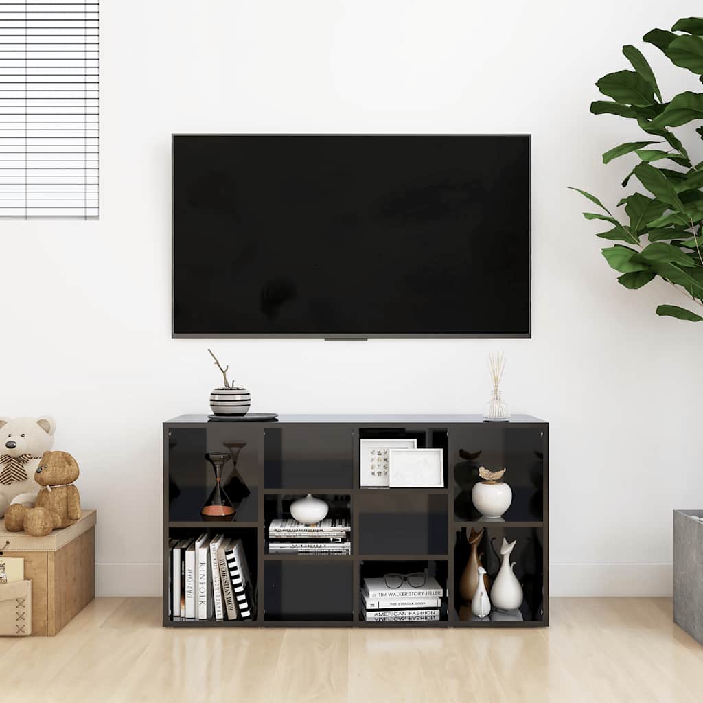Shoe Bench High Gloss Black 40.6"x11.8"x21.7" Engineered Wood
