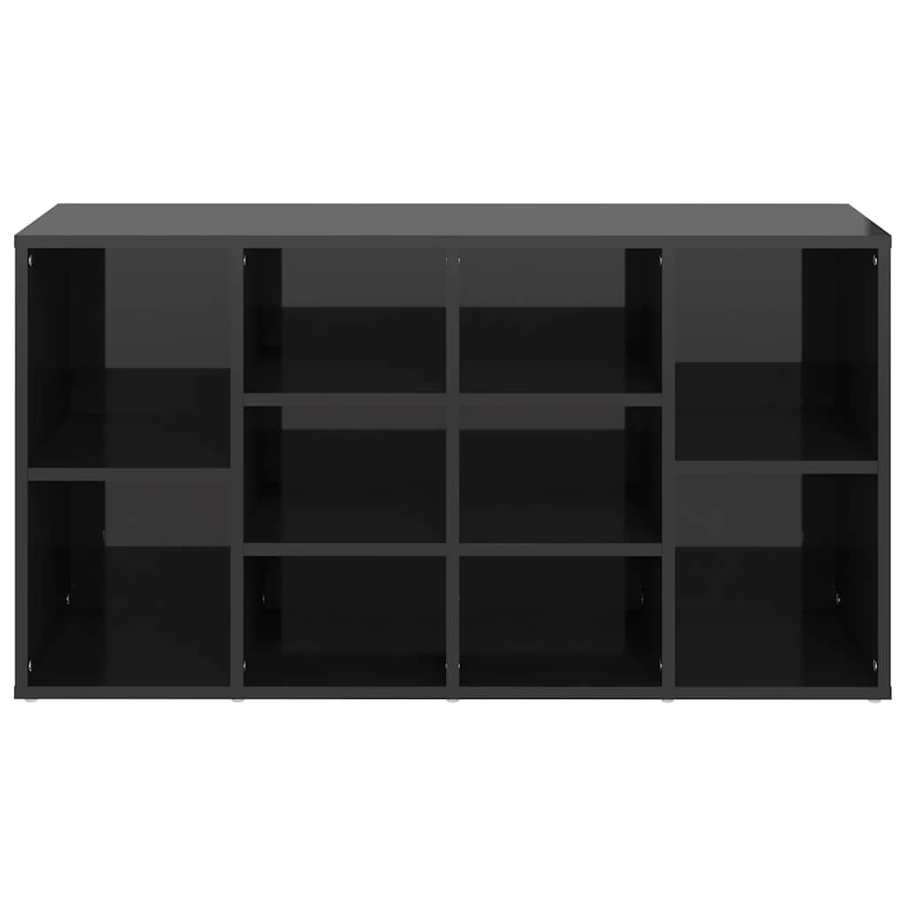 Shoe Bench High Gloss Black 40.6"x11.8"x21.7" Engineered Wood