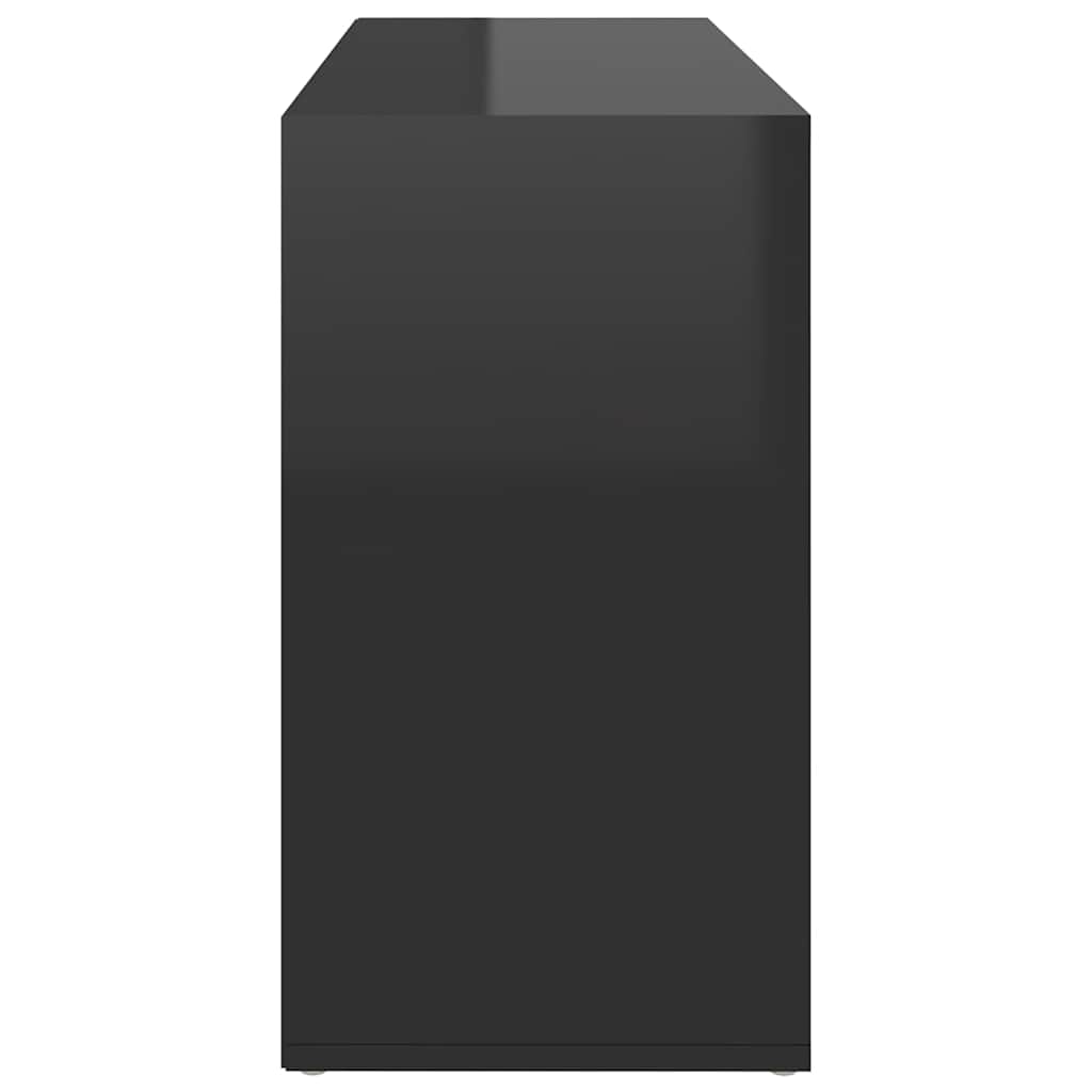 Shoe Bench High Gloss Black 40.6"x11.8"x21.7" Engineered Wood