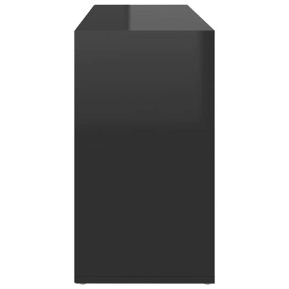 Shoe Bench High Gloss Black 40.6"x11.8"x21.7" Engineered Wood