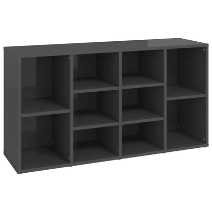 Shoe Bench High Gloss Gray 40.6"x11.8"x21.7" Engineered Wood