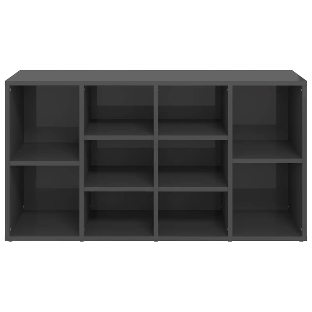 Shoe Bench High Gloss Gray 40.6"x11.8"x21.7" Engineered Wood