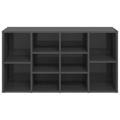Shoe Bench High Gloss Gray 40.6"x11.8"x21.7" Engineered Wood