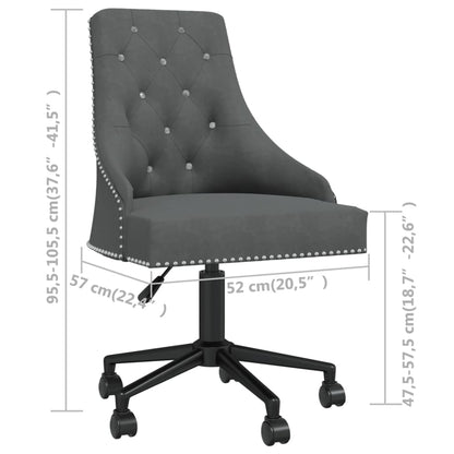 Swivel Office Chair Dark Gray Velvet