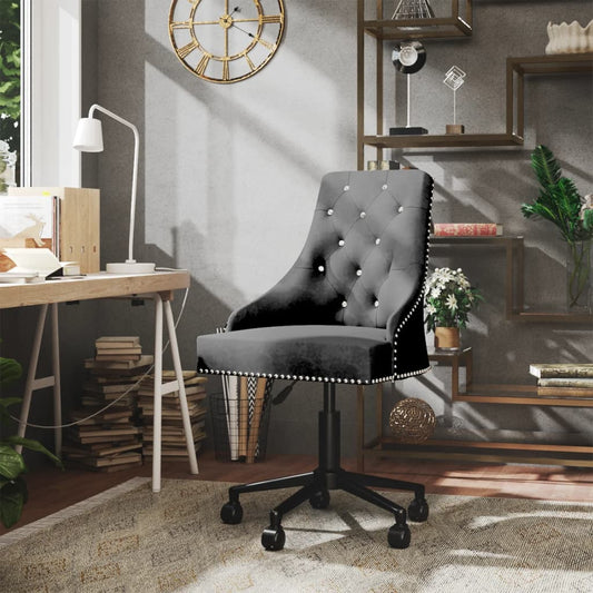 Swivel Office Chair Dark Gray Velvet