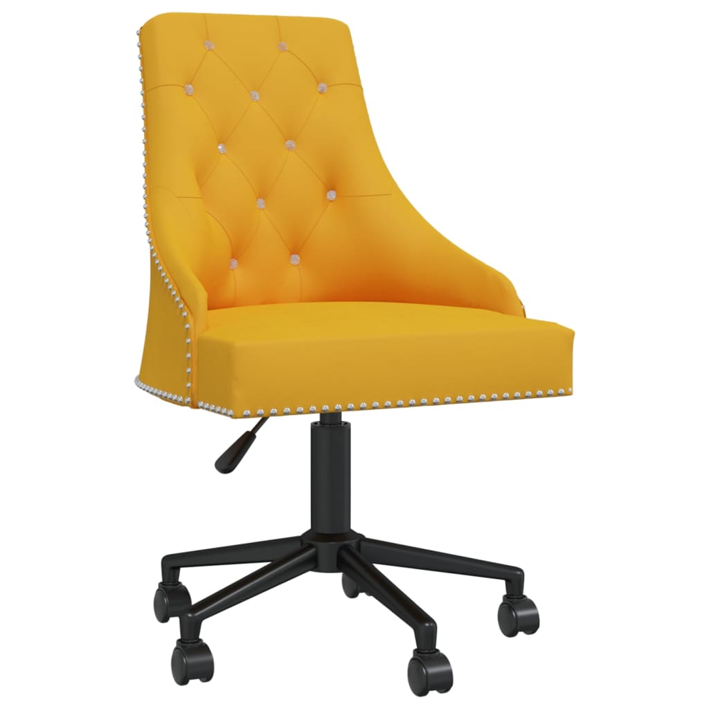 Swivel Office Chair Yellow Velvet
