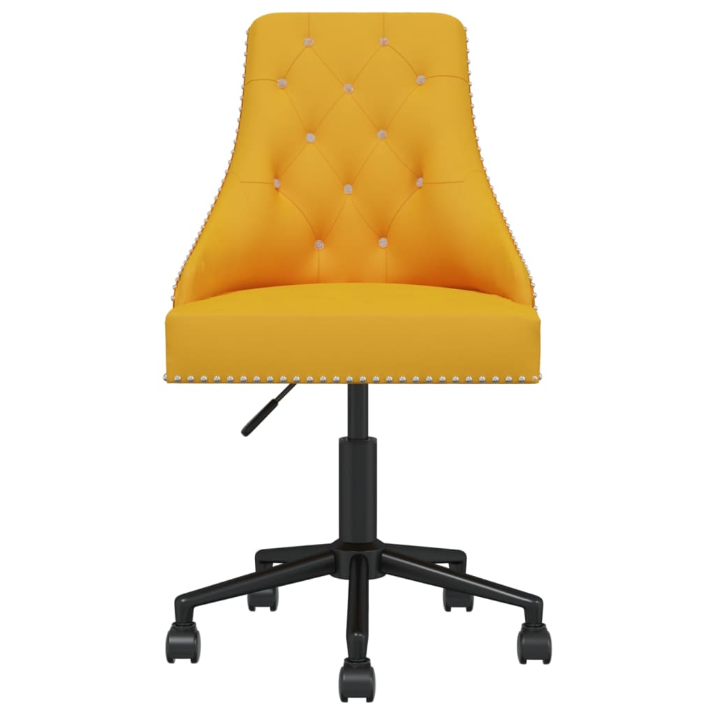 Swivel Office Chair Yellow Velvet