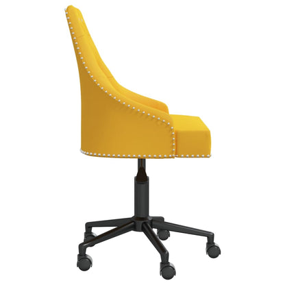 Swivel Office Chair Yellow Velvet
