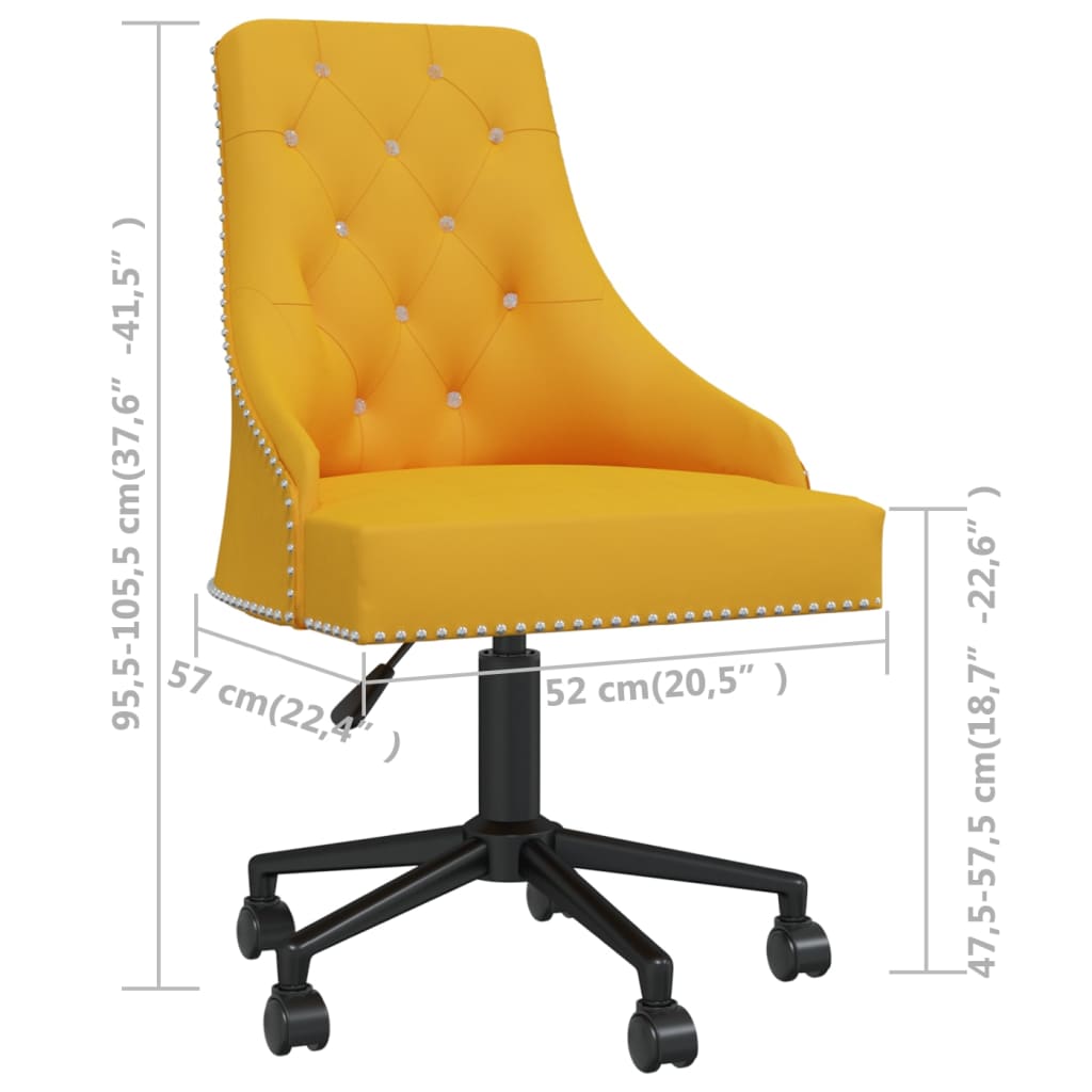 Swivel Office Chair Yellow Velvet