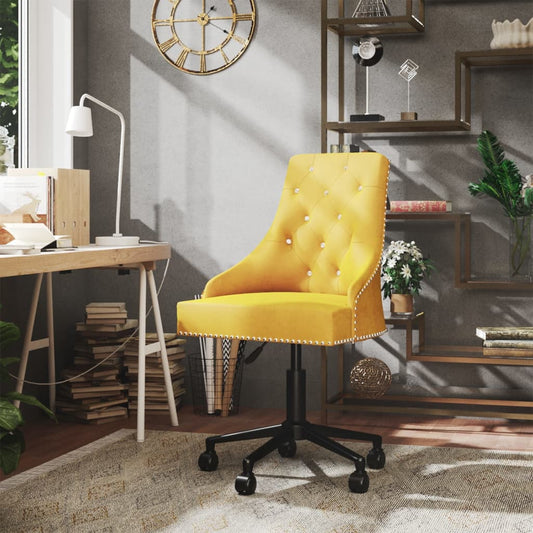 Swivel Office Chair Yellow Velvet