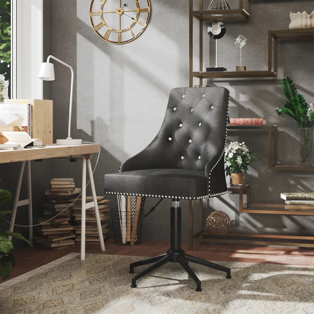 Swivel Office Chair Dark Gray Velvet
