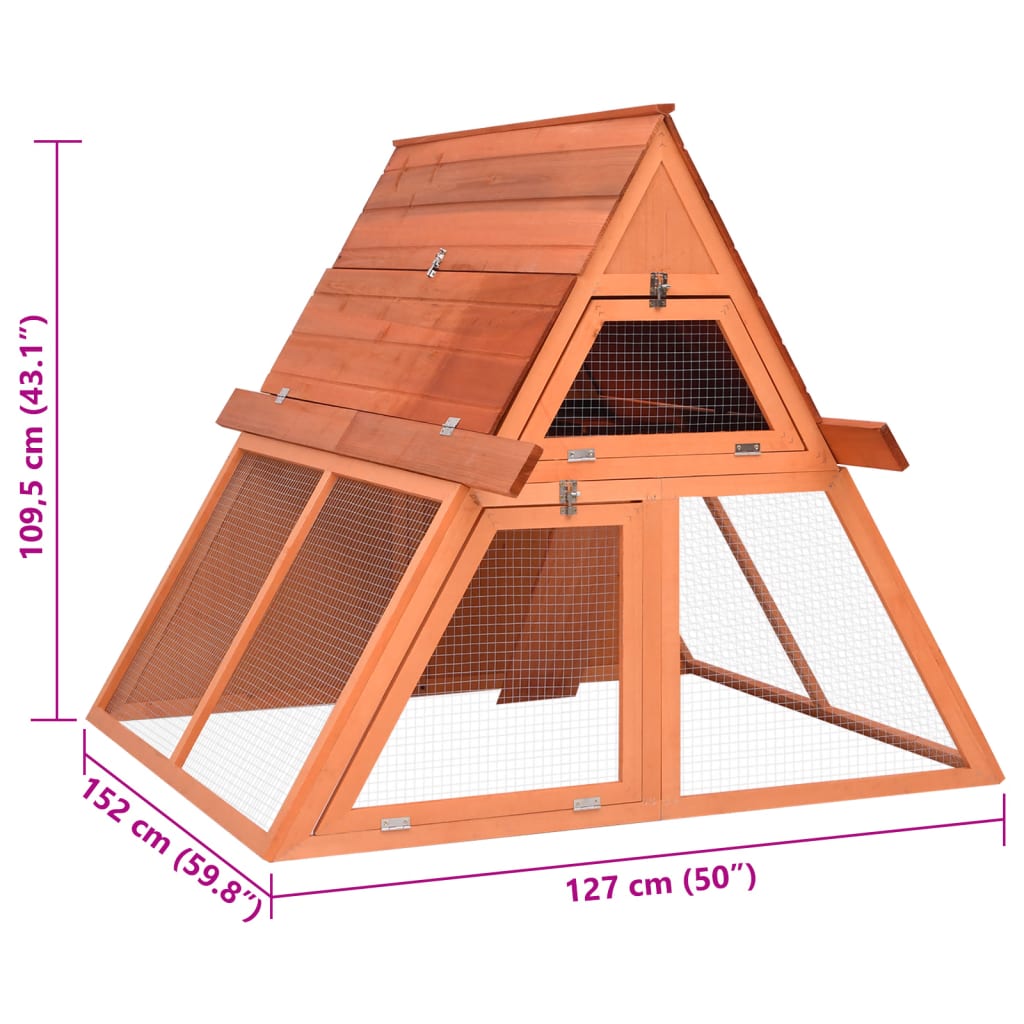 Rabbit Hutch Natural Wood Solid Firwood Large Sturdy