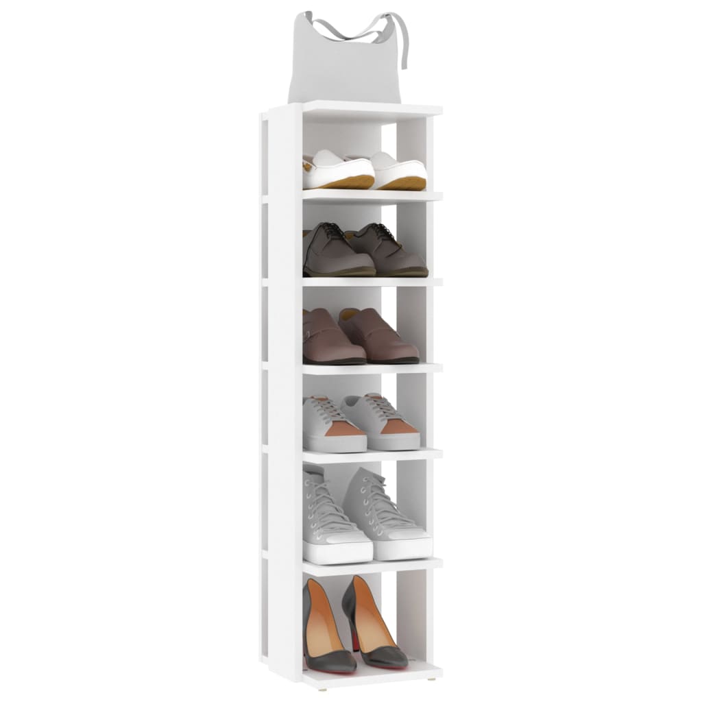 Shoe Cabinet White 10.8x10.6x40.2" Engineered Wood