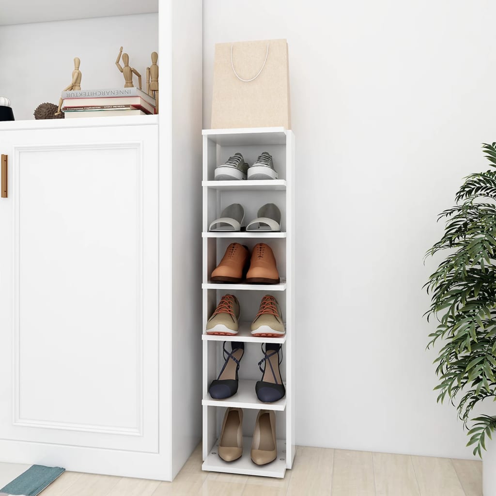 Shoe Cabinet White 10.8x10.6x40.2" Engineered Wood