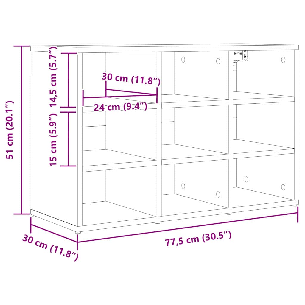 Shoe Cabinet with Shelf Sonoma oak 30.51 x 11.81 x 20.08 in