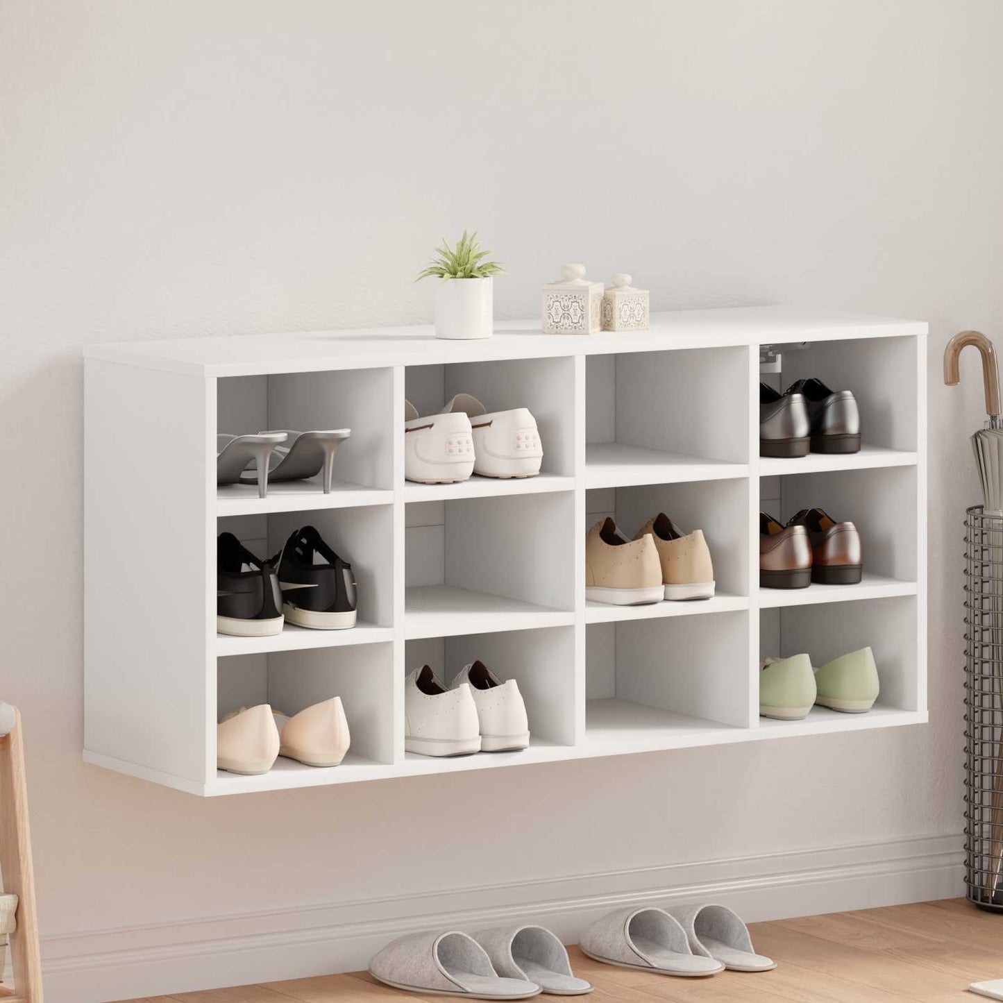 Shoe Cabinet White 40.55 x 11.81 x 20.08 in Engineered Wood