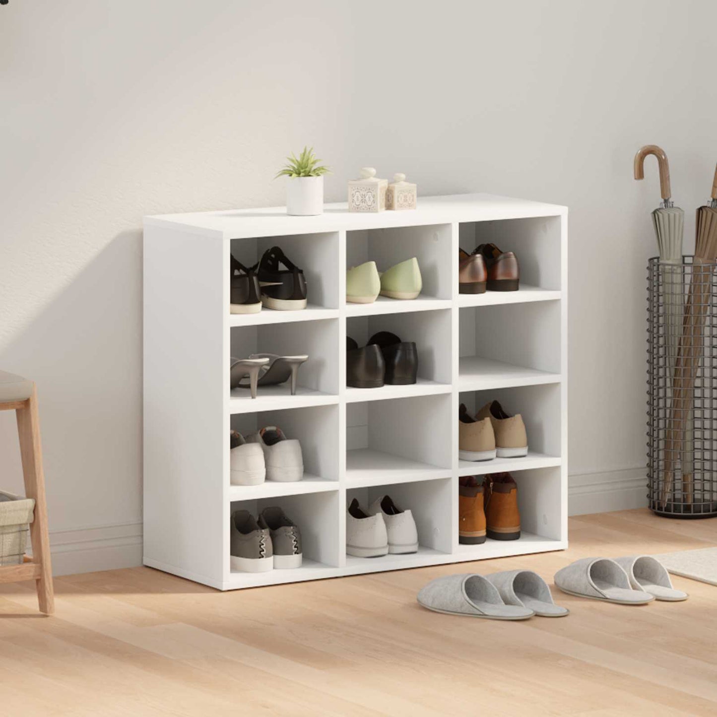 Shoe Cabinet White 30.51 x 11.81 x 26.38 in Engineered Wood