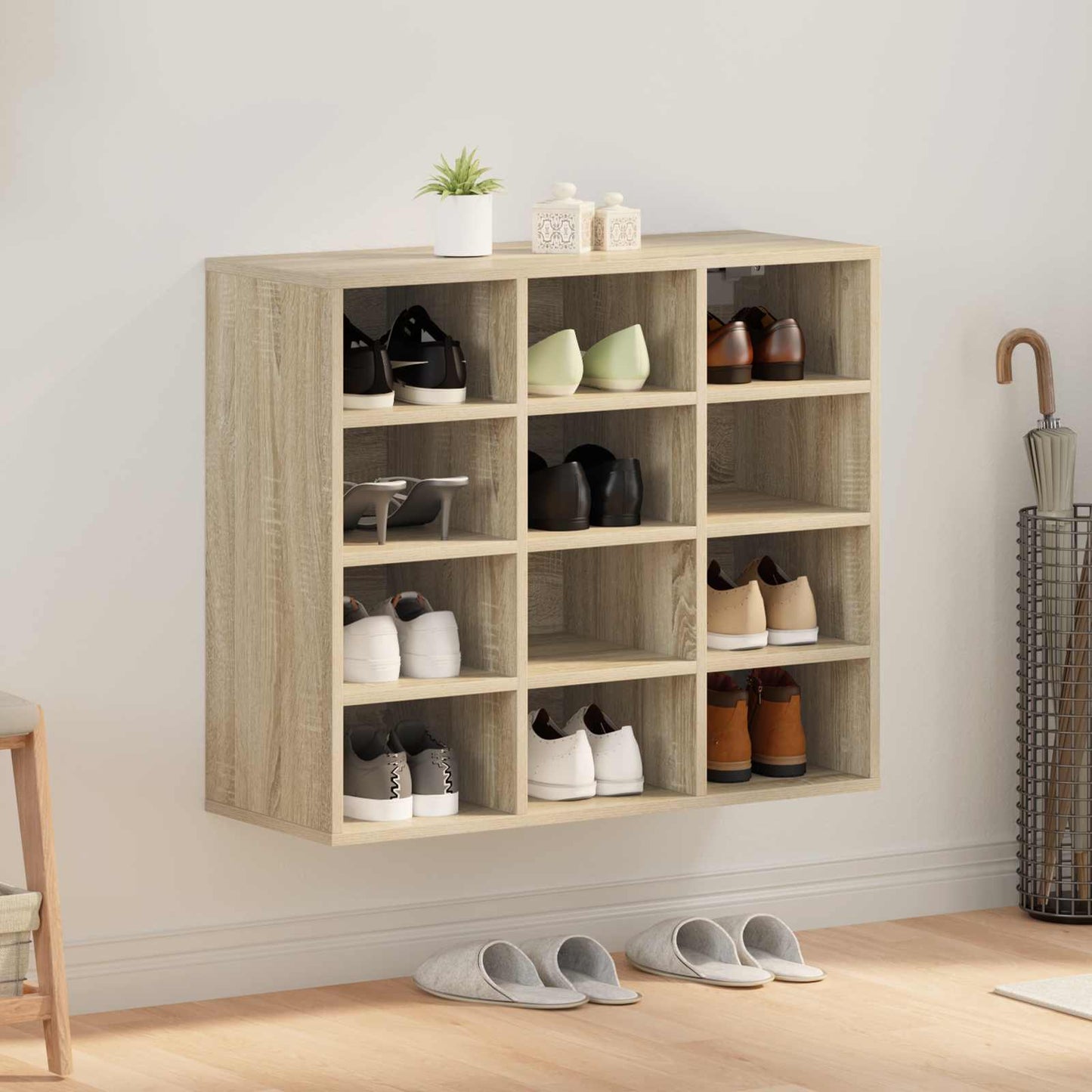 Shoe Cabinet with Shelf Sonoma Oak 30.51 x 11.81 x 26.38 in