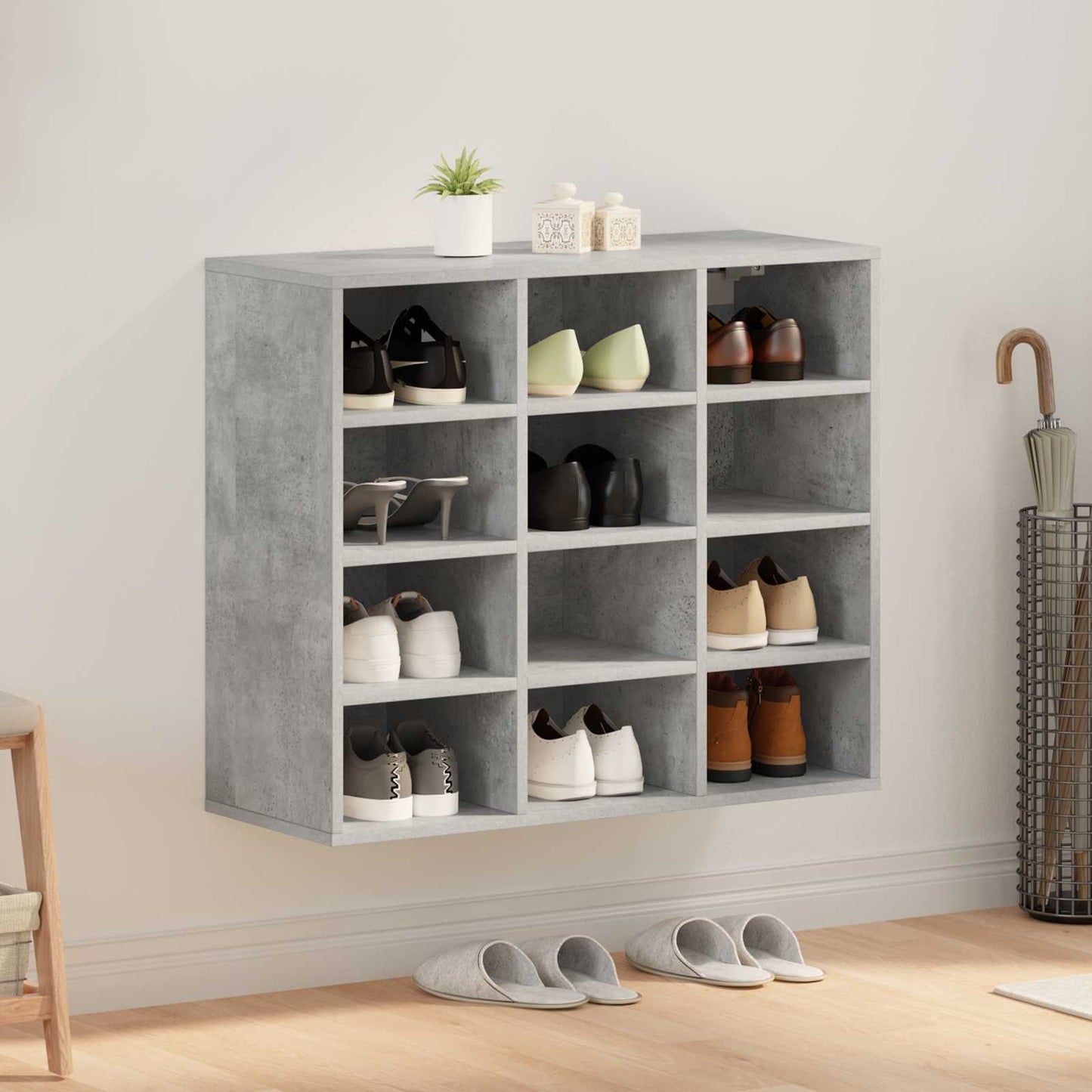 Shoe Cabinet with Shelf Concrete grey 30.51 x 11.81 x 26.38 in