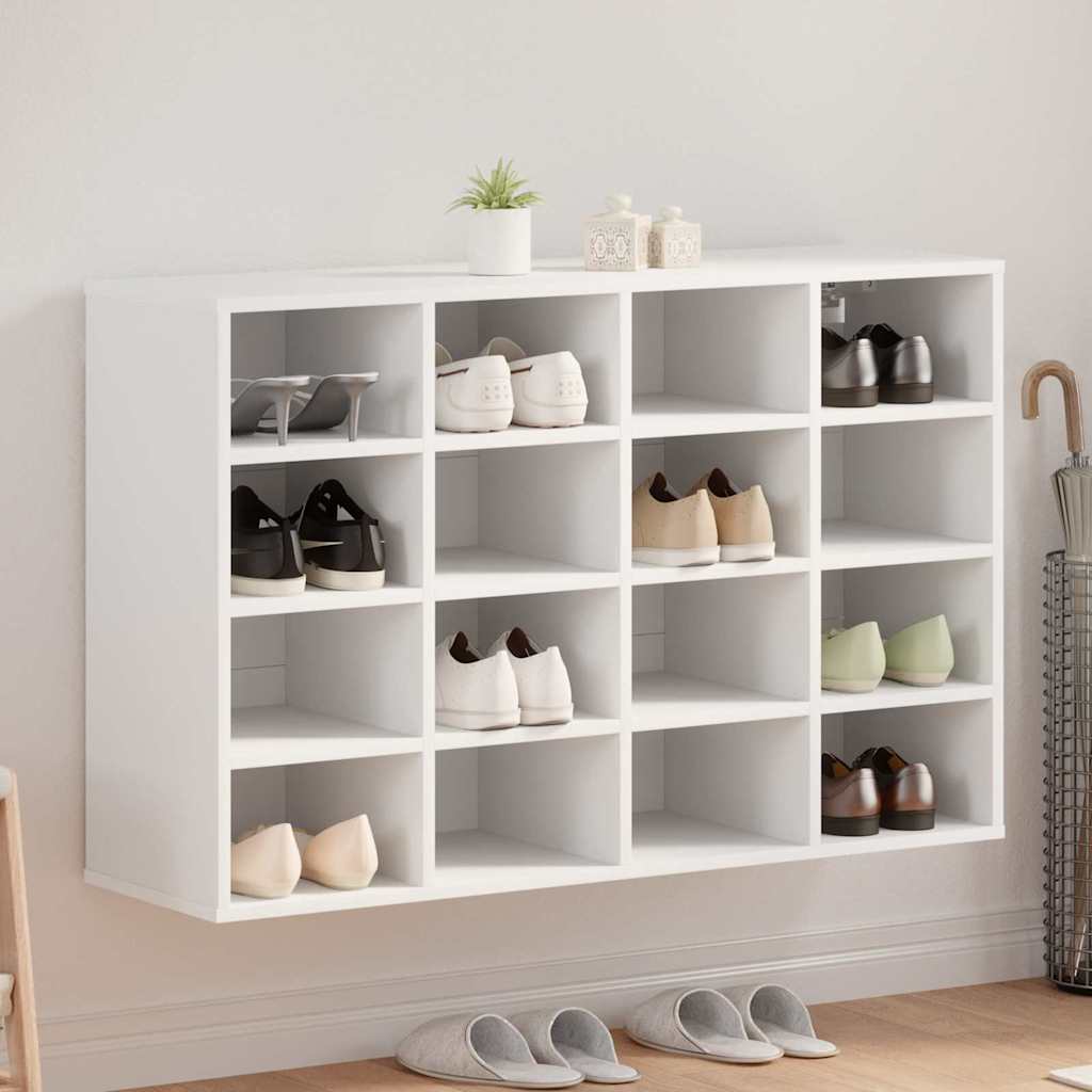 Shoe Cabinet White 40.55 x 11.81 x 26.38 in Engineered Wood