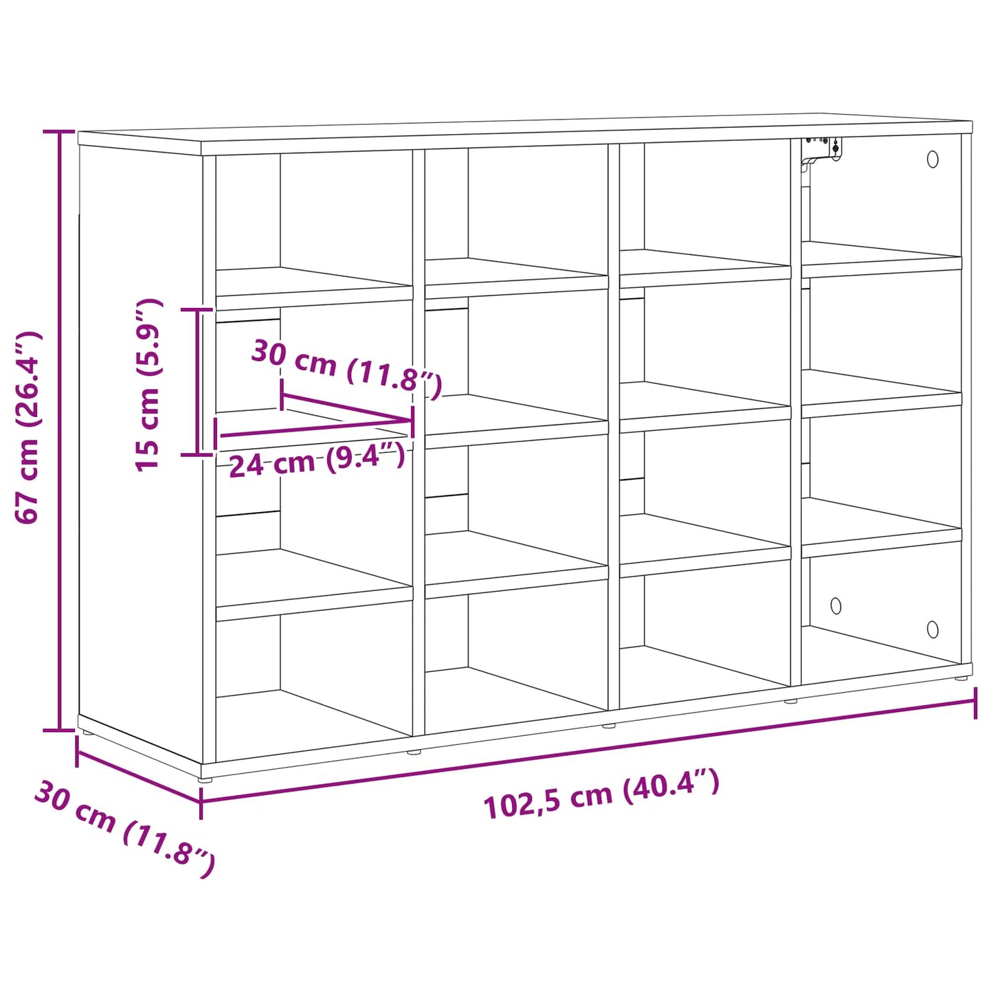 Shoe Cabinet White 40.55 x 11.81 x 26.38 in Engineered Wood