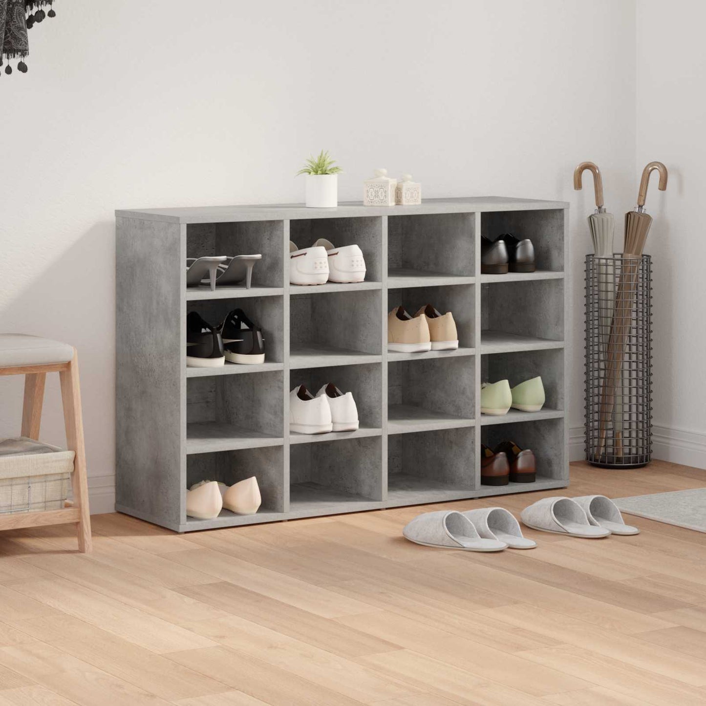 Shoe Cabinet with Shelf Concrete grey 40.55 x 11.81 x 26.38 in