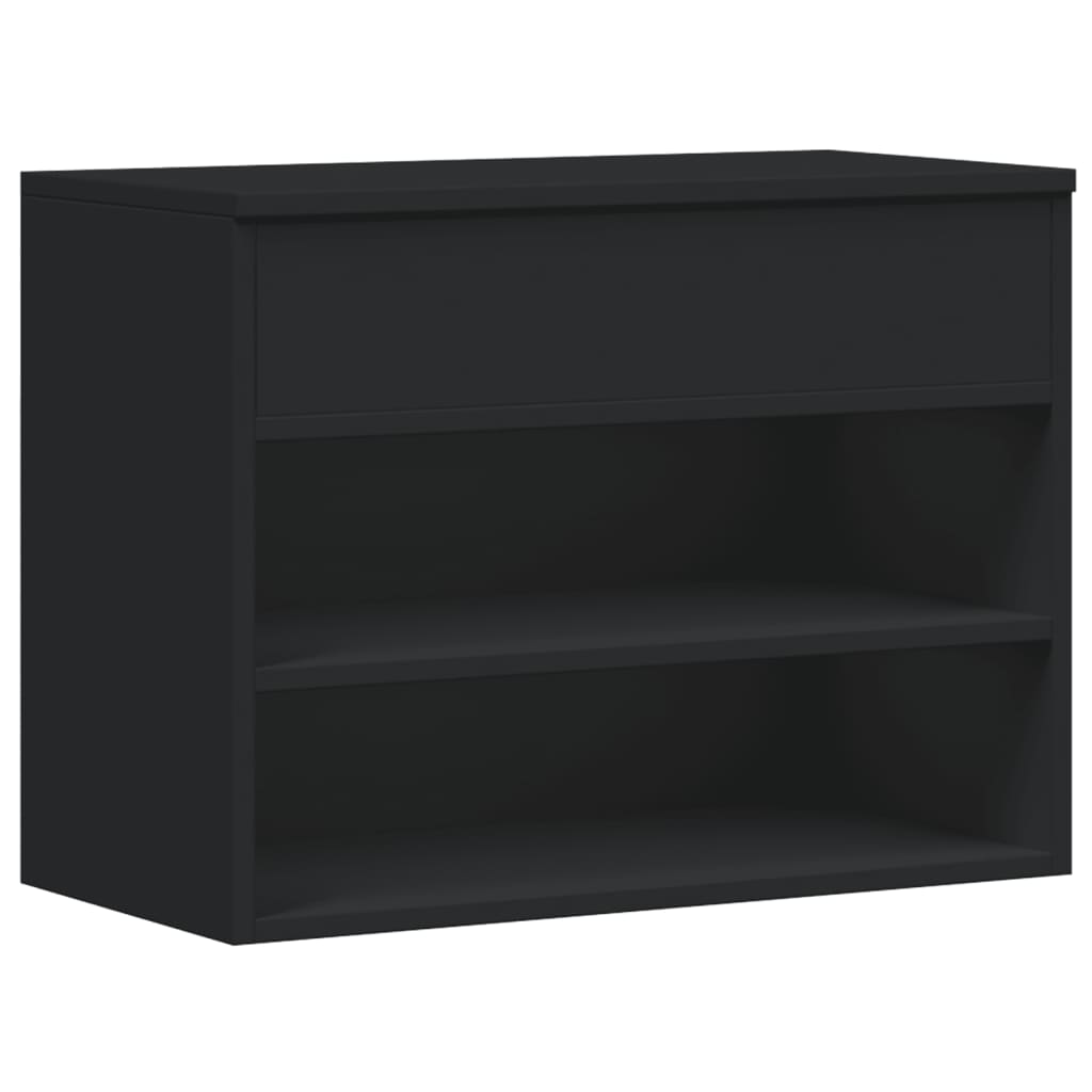 Shoe Bench Black 23.6"x11.8"x17.7" Engineered Wood