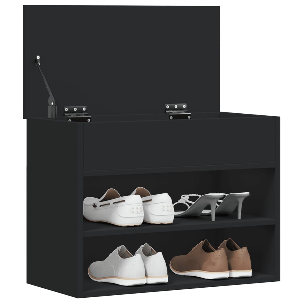 Shoe Bench Black 23.6"x11.8"x17.7" Engineered Wood