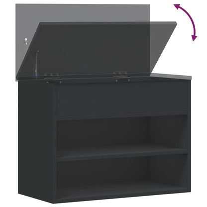 Shoe Bench Black 23.6"x11.8"x17.7" Engineered Wood