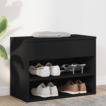Shoe Bench Black 23.6"x11.8"x17.7" Engineered Wood