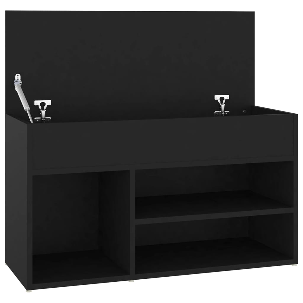 Shoe Bench Black 31.5x11.8x17.7" Engineered Wood