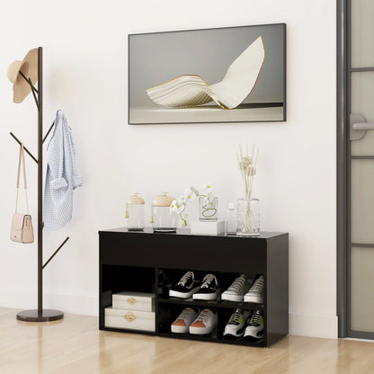 Shoe Bench Black 31.5x11.8x17.7" Engineered Wood