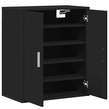 Shoe Cabinet Black 23.6x13.8x27.6" Engineered Wood
