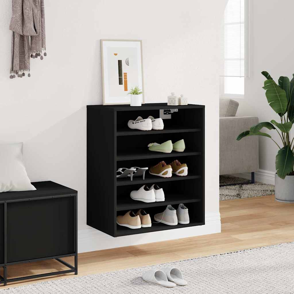 Shoe Cabinet Black 23.6x13.8x27.6" Engineered Wood