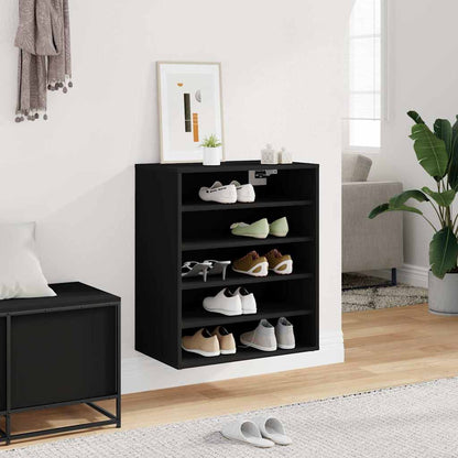 Shoe Cabinet Black 23.6x13.8x27.6" Engineered Wood
