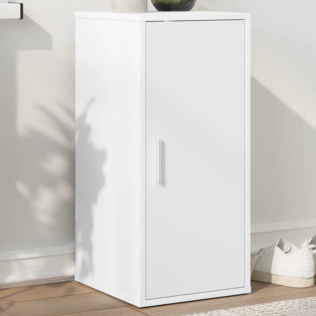 Shoe Cabinet White 12.6x13.8x27.6" Engineered Wood