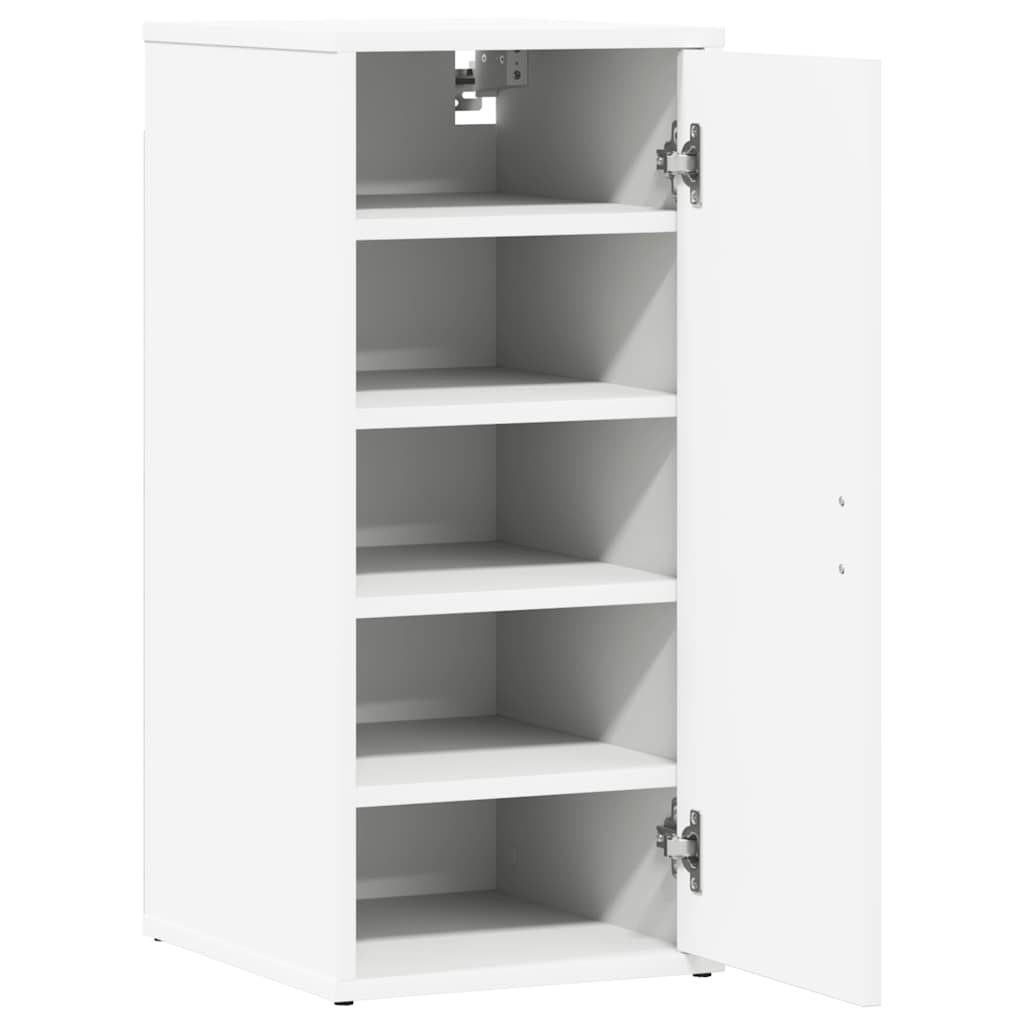 Shoe Cabinet White 12.6x13.8x27.6" Engineered Wood