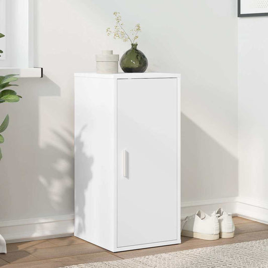 Shoe Cabinet White 12.6x13.8x27.6" Engineered Wood