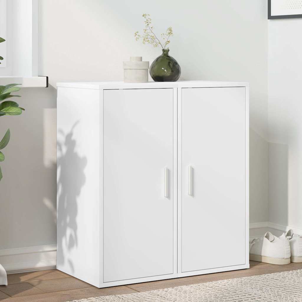 Shoe Cabinet Set of 2 White Engineered wood Compact