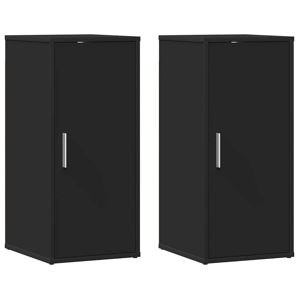 Shoe Cabinet Set of 2 Black Engineered wood Small Shoe Cabinet