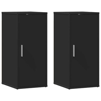 Shoe Cabinet Set of 2 Black Engineered wood Small Shoe Cabinet