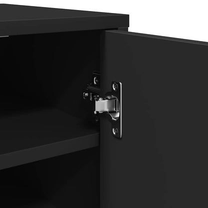 Shoe Cabinet Set of 2 Black Engineered wood Small Shoe Cabinet