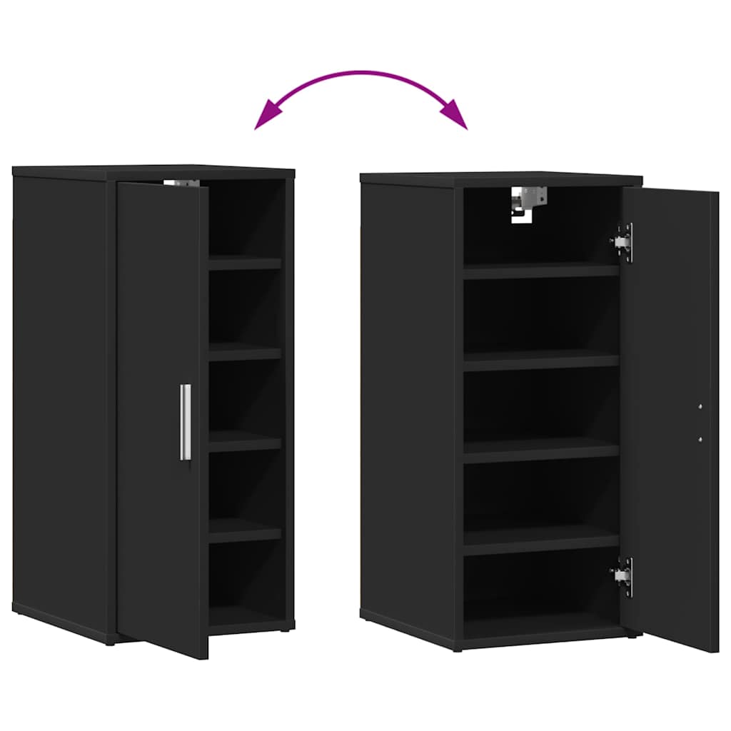 Shoe Cabinet Set of 2 Black Engineered wood Small Shoe Cabinet